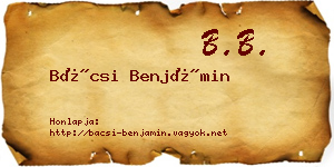 Bácsi Benjámin névjegykártya